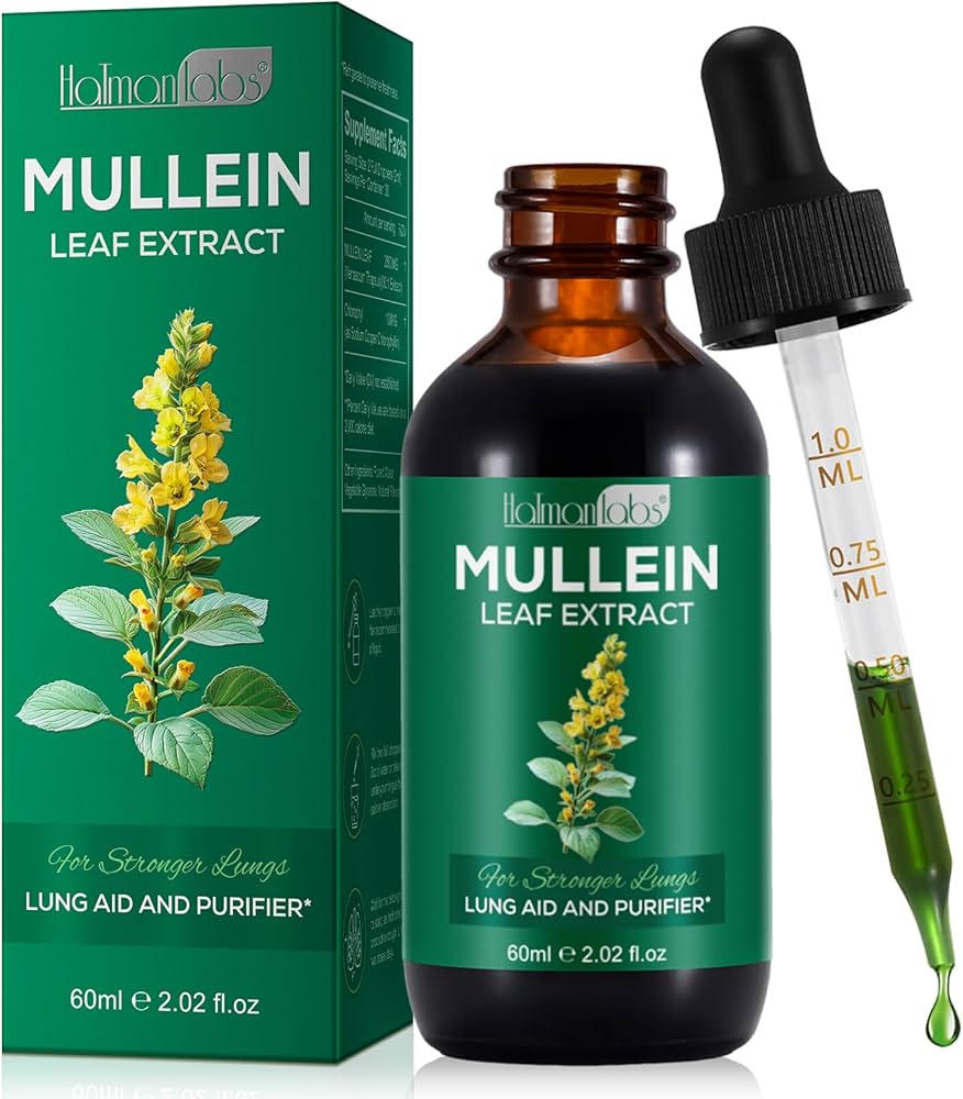 Holman Labs Mullein Leaf Extract – Lung Cleanse & Respiratory Support Drops | 60ml | Natural Herbal Lung Detox | Free UK Shipping
